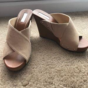 Tan suede wedges